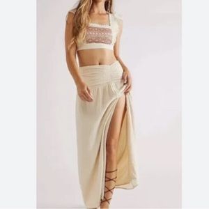 NWOT FREE PEOPLE county line Cotton 2 piece embroidered set size large